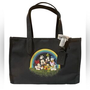 Coach X Disney Collab Black Tote with Colorful Character Design
